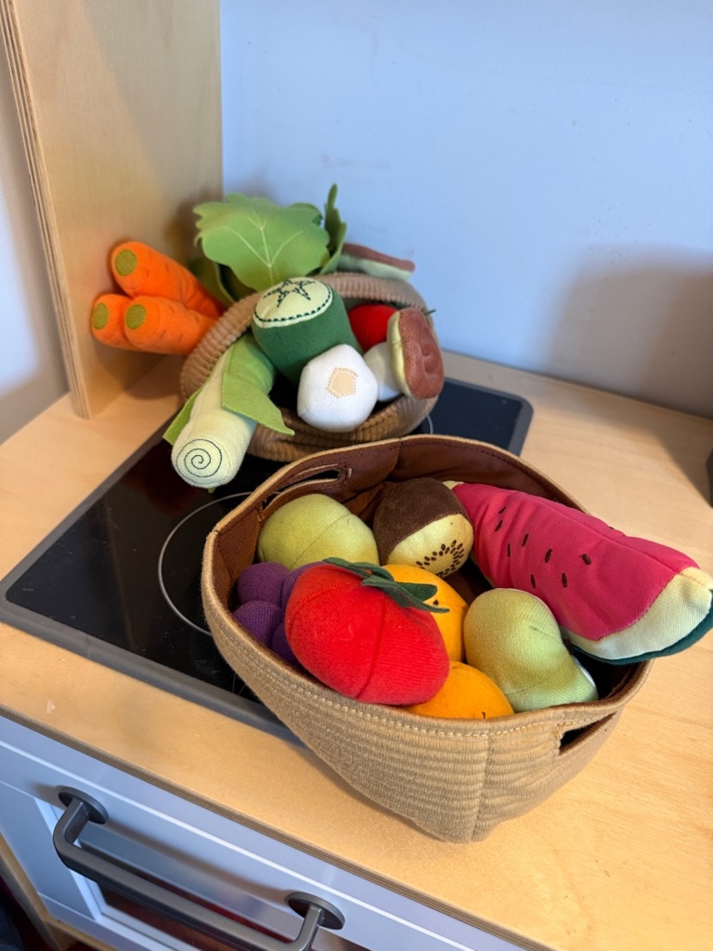 IKEA Plush Play Food Basket SetS : Fruit & Vegetable